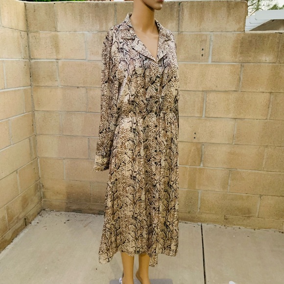 Gibson Latimer Snake Skin Long Sleeve Maxi Dress Size S - Picture 7 of 11